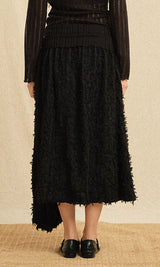 Ethnic drape long skirt Black