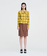 Twisted Check High-neck Top _ YELLOW