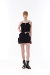  UNBALANCE CAGO SKIRT PANTS / BLACK