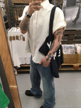 No.1818 2way roll up half SHIRT (3color)
