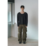Signature leather cargo pants(Khaki)