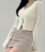 (FABRIC GUARANTEED/GLAM FIT🩶) 4 COLORS ボディーシェイプボタンニットカーディガンボレロ 🩶