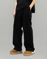 オーラワンピンタックコットンフリースワイドパンツ (Black)