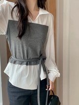 #BYレイヤードビスチェ＆シャツ+ストラップセット (2color)
