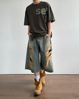 Western Destroyed Bermuda Pants