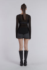 MINI POCKET UNBALANCE SKIRT(CHARCOAL)