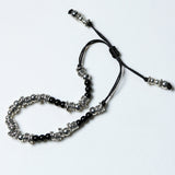 black & antique silver beads bracelet