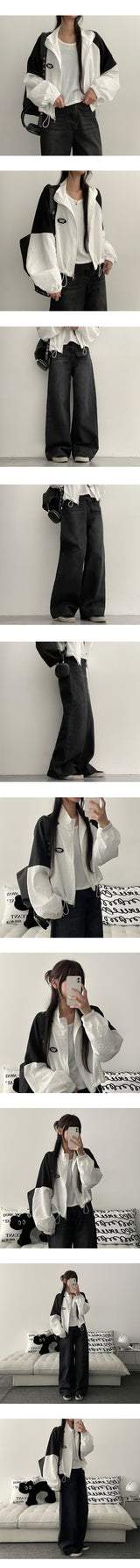 [Basic, Long/S-3XL] Itch back banding washed denim wide pants