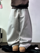FLEECE-PICKABLE❤HARDY CIRCLE LINE BALLOON LONG SWEAT PANTS🤎🩶🖤3COLOR