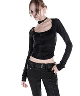 PYTHON U-NECK LONGSLEEVE TOP BLACK