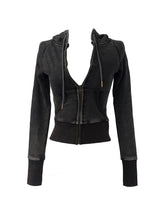 vintage washed slim hood zip-up