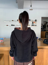 Kistilo Check Half Zip-Up Fleece Hoodie
