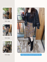 Prague Check Unbalanced Frill Midi Skirt