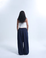 Line stud string sweatpants - Navy