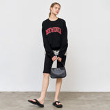 UNISEX NEWIDEA アップリケ刺繍オーバーサイズスウェット [BLACK]