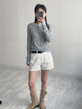 Boatneck Button Loose Fit T-shirt
