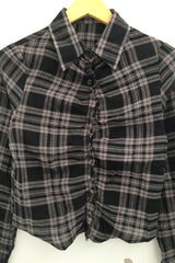 ruffle frill checkered short shirt