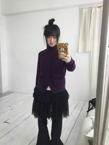 high-neck button cardigan