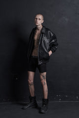 LEATHER VARSITY JACKET BLACK