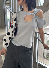 TWIST HOLE HALF TEE (4color)