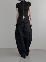 Goel Frill Belt Curved Cotton Pants