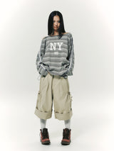 STRING OFF SHOULDER L/S GREY