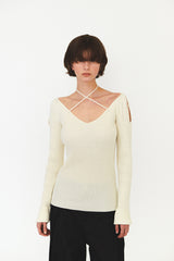V NECK STRAP KNIT