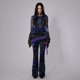 SHEISSHE/サイケデリックプリントイレギュラーTシャツ