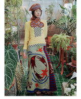 UnsocalNight2025 Original Literary Retro Autumn and Winter プリントブルーストレートマシェパンツ
