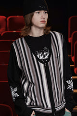 STRIPE ZIP KNIT VEST / BLACK