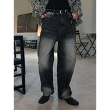 [XS-L] ヴィンテージブラックブラッシュデニムパンツ