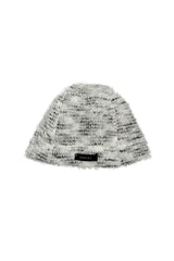 Hairy Knit Beanie Hat (White)