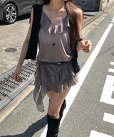 ポアタレスフリルロングビスチェops
