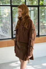 WHIMSICAL WOOL RIBBONE KNIT / BROWN
