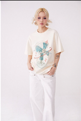 プリントラウンドネック半袖Tシャツ