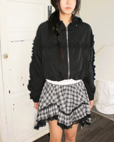 Bondin Check Lace Asymmetrical Skirt
