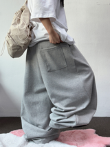ストリング 🤎 オーバーロングワイドクロスプレートバルーンロングパンツ🤎🤍🩶🖤 - 4 カラーズ