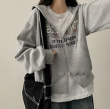 95 Lettering Two Way Hooded Zip-Up