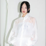 Cross Sheer Zip-Up Jacket - WHITE