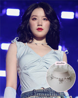 [IVE Rei Necklace] Three Ribbons Pearl Choker Necklace - Silver Color
