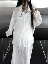 crinkle sheer overfit shirt (2color)