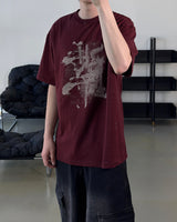 Las Faded Printing Oversized Short Sleeve