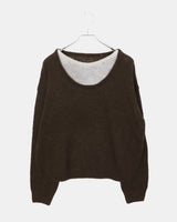 Mishu Color-Block Layered Loose-Fit Long Sleeve Knit