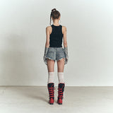 Halter Print Sleeveless Top [Black]
