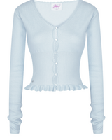 Pearl Button Frill Knit Cardi