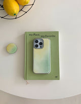 [MADE]レモングリーン シルバー エポキシ iPhoneケース
