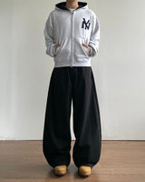 NY Crop Embroidered Zip-Up Hoodie