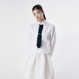 Round collar pintuck blouse 002