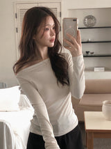 RS Boat Neck Slim Rib Long Sleeve T-shirt (4color)