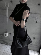studded shoulder shark bag